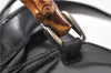 Authentic GUCCI Vintage Bamboo Backpack Purse Nylon Enamel Black 1230G