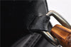 Authentic GUCCI Vintage Bamboo Backpack Purse Nylon Enamel Black 1230G