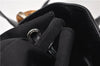Authentic GUCCI Vintage Bamboo Backpack Purse Nylon Enamel Black 1230G