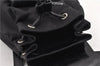 Authentic GUCCI Vintage Bamboo Backpack Purse Nylon Enamel Black 1230G