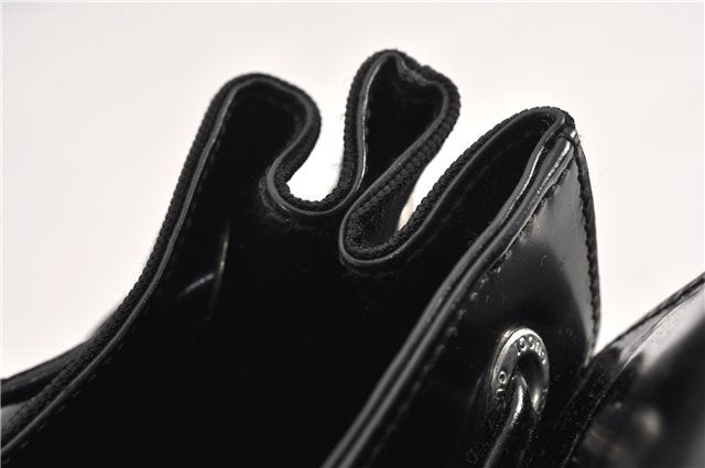 Authentic GUCCI Vintage Bamboo Backpack Purse Nylon Enamel Black 1230G