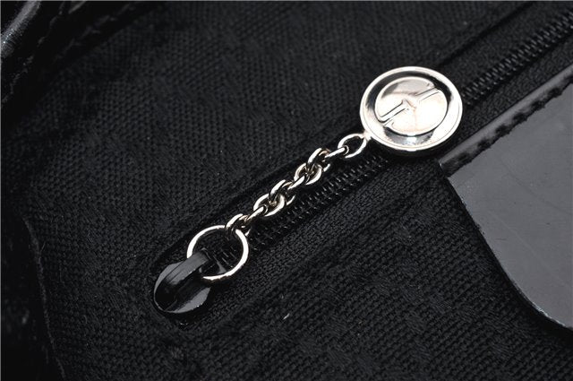 Authentic GUCCI Vintage Bamboo Backpack Purse Nylon Enamel Black 1230G