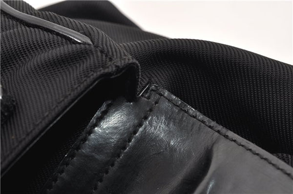 Authentic GUCCI Vintage Bamboo Backpack Purse Nylon Enamel Black 1230G