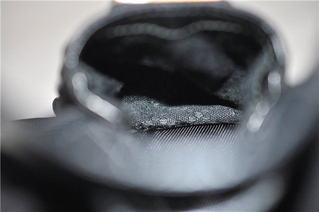 Authentic GUCCI Vintage Bamboo Backpack Purse Nylon Enamel Black 1230G