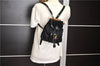 Authentic GUCCI Vintage Bamboo Backpack Purse Nylon Enamel Black 1230G