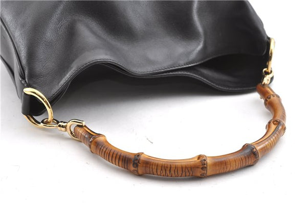 Authentic GUCCI Bamboo 2Way Shoulder Hand Bag Leather 0011638 Black 1231G