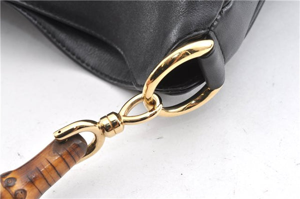 Authentic GUCCI Bamboo 2Way Shoulder Hand Bag Leather 0011638 Black 1231G