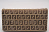 Authentic FENDI Zucchino Vintage Long Wallet Purse Canvas Brown Box 1232I