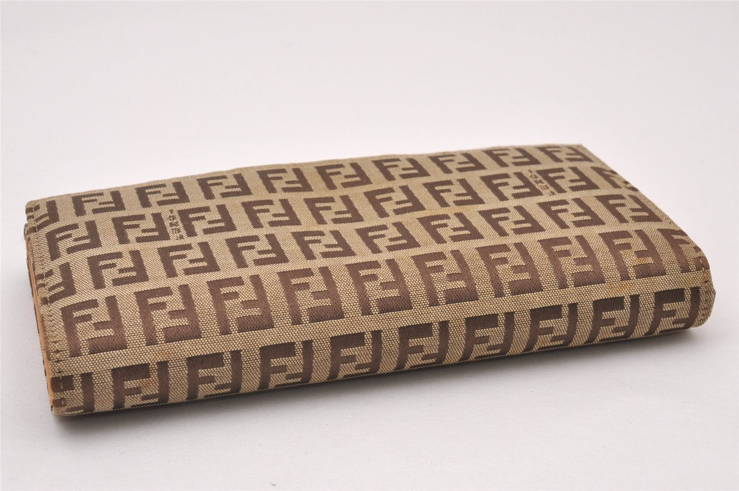 Authentic FENDI Zucchino Vintage Long Wallet Purse Canvas Brown Box 1232I