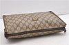 Authentic GUCCI Vintage Clutch Hand Bag Purse GG PVC Leather Brown 1233G
