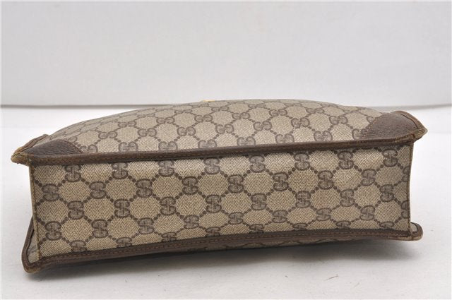 Authentic GUCCI Vintage Clutch Hand Bag Purse GG PVC Leather Brown 1233G