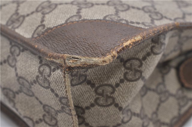 Authentic GUCCI Vintage Clutch Hand Bag Purse GG PVC Leather Brown 1233G