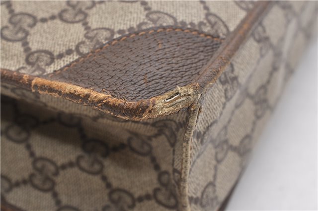 Authentic GUCCI Vintage Clutch Hand Bag Purse GG PVC Leather Brown 1233G