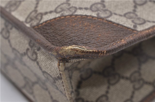 Authentic GUCCI Vintage Clutch Hand Bag Purse GG PVC Leather Brown 1233G