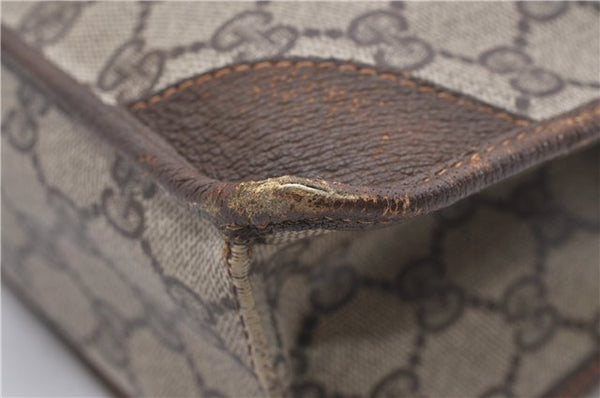 Authentic GUCCI Vintage Clutch Hand Bag Purse GG PVC Leather Brown 1233G