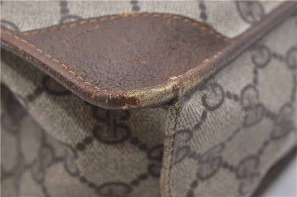 Authentic GUCCI Vintage Clutch Hand Bag Purse GG PVC Leather Brown 1233G