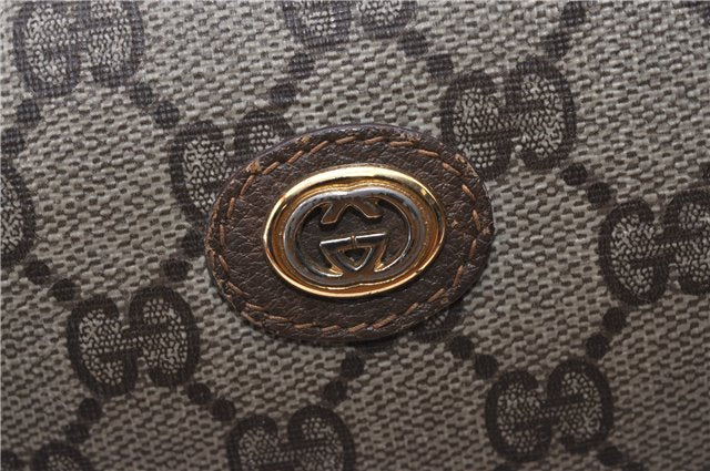 Authentic GUCCI Vintage Clutch Hand Bag Purse GG PVC Leather Brown 1233G