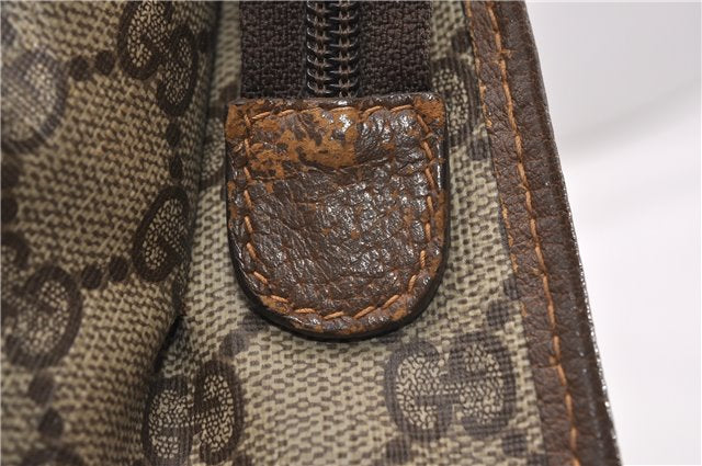 Authentic GUCCI Vintage Clutch Hand Bag Purse GG PVC Leather Brown 1233G