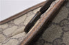 Authentic GUCCI Vintage Clutch Hand Bag Purse GG PVC Leather Brown 1233G