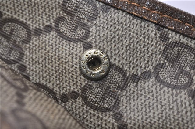 Authentic GUCCI Vintage Clutch Hand Bag Purse GG PVC Leather Brown 1233G