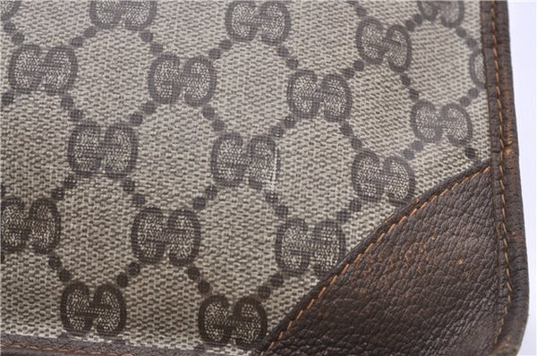 Authentic GUCCI Vintage Clutch Hand Bag Purse GG PVC Leather Brown 1233G