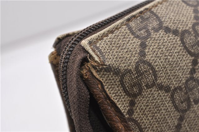 Authentic GUCCI Vintage Clutch Hand Bag Purse GG PVC Leather Brown 1233G