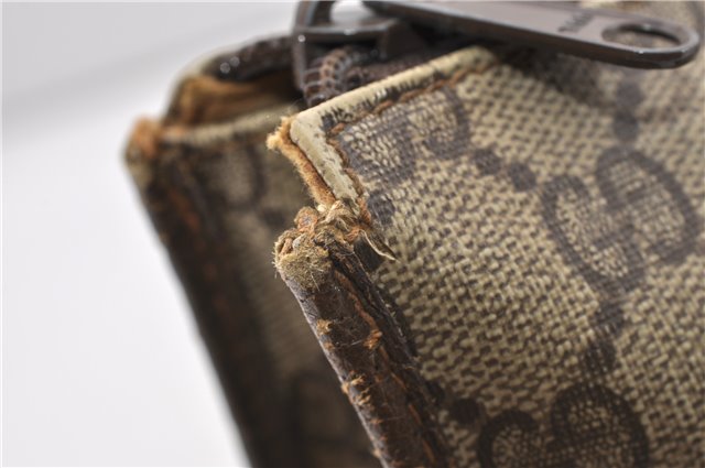 Authentic GUCCI Vintage Clutch Hand Bag Purse GG PVC Leather Brown 1233G