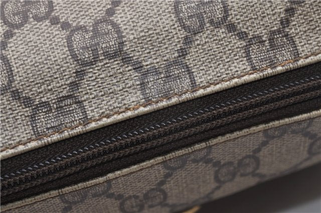 Authentic GUCCI Vintage Clutch Hand Bag Purse GG PVC Leather Brown 1233G