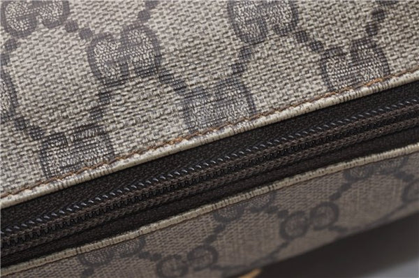 Authentic GUCCI Vintage Clutch Hand Bag Purse GG PVC Leather Brown 1233G