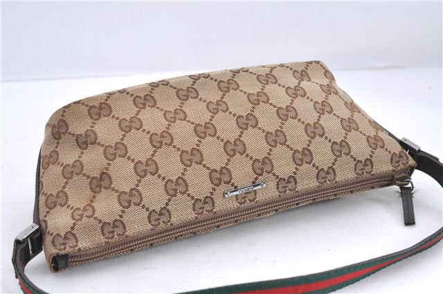 Auth GUCCI Wab Sherry Line Hand Bag Pouch GG Canvas Leather 141809 Brown 1234D