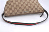 Auth GUCCI Wab Sherry Line Hand Bag Pouch GG Canvas Leather 141809 Brown 1234D