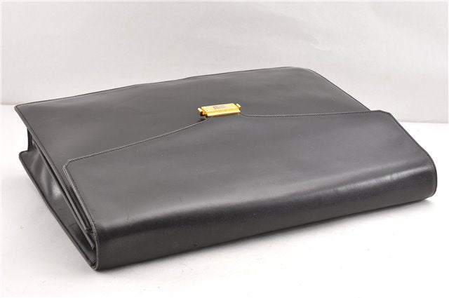 Authentic GUCCI Vintage 2Way Business Documents Case Leather Black 1234G
