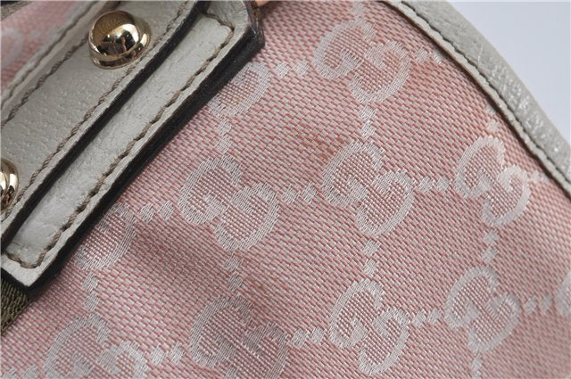 Authentic GUCCI Sherry Line Hand Tote Bag GG Canvas Leather 139261 Pink 1235D