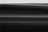 Authentic BURBERRY Vintage Leather Clutch Hand Bag Purse Black 1235F