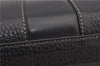 Authentic BURBERRY Vintage Leather Clutch Hand Bag Purse Black 1235F