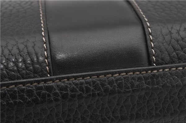 Authentic BURBERRY Vintage Leather Clutch Hand Bag Purse Black 1235F