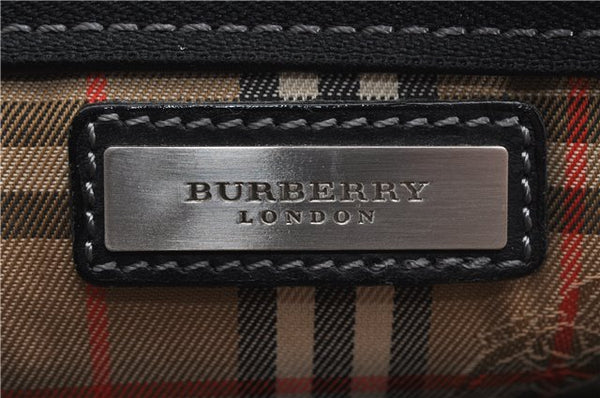 Authentic BURBERRY Vintage Leather Clutch Hand Bag Purse Black 1235F