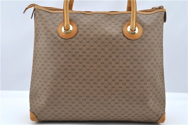 Authentic GUCCI Micro GG PVC Leather Shoulder Tote Bag Brown 1235G