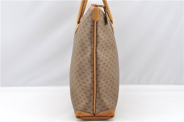 Authentic GUCCI Micro GG PVC Leather Shoulder Tote Bag Brown 1235G