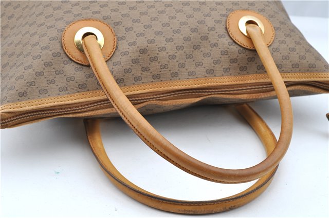 Authentic GUCCI Micro GG PVC Leather Shoulder Tote Bag Brown 1235G