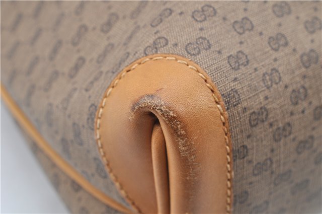 Authentic GUCCI Micro GG PVC Leather Shoulder Tote Bag Brown 1235G