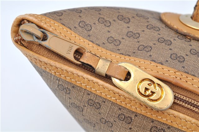 Authentic GUCCI Micro GG PVC Leather Shoulder Tote Bag Brown 1235G