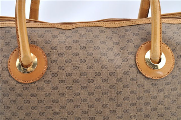 Authentic GUCCI Micro GG PVC Leather Shoulder Tote Bag Brown 1235G