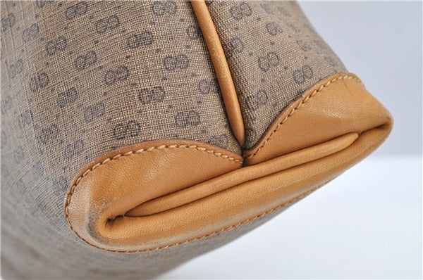 Authentic GUCCI Micro GG PVC Leather Shoulder Tote Bag Brown 1235G