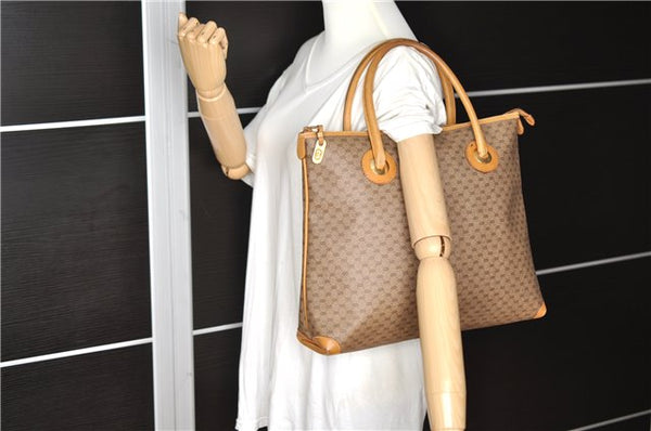 Authentic GUCCI Micro GG PVC Leather Shoulder Tote Bag Brown 1235G