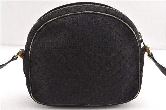 Authentic CELINE Macadam Blason Shoulder Cross Bag Canvas Leather Black 1236G