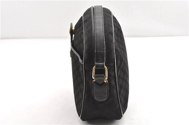 Authentic CELINE Macadam Blason Shoulder Cross Bag Canvas Leather Black 1236G