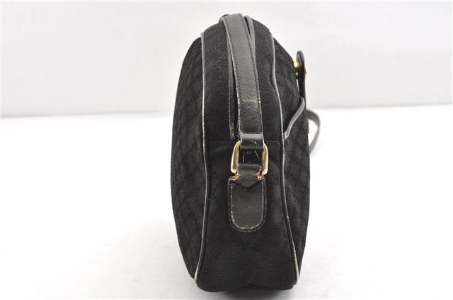 Authentic CELINE Macadam Blason Shoulder Cross Bag Canvas Leather Black 1236G