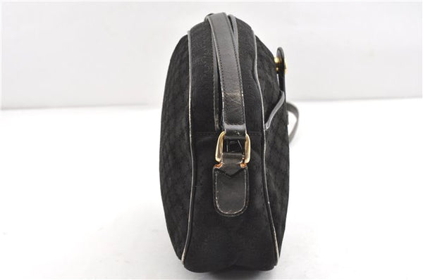 Authentic CELINE Macadam Blason Shoulder Cross Bag Canvas Leather Black 1236G