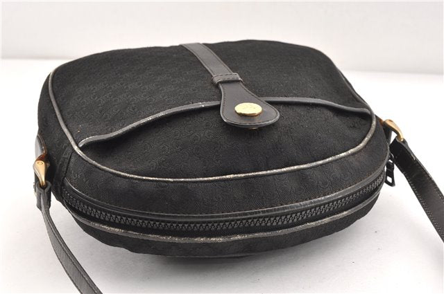 Authentic CELINE Macadam Blason Shoulder Cross Bag Canvas Leather Black 1236G